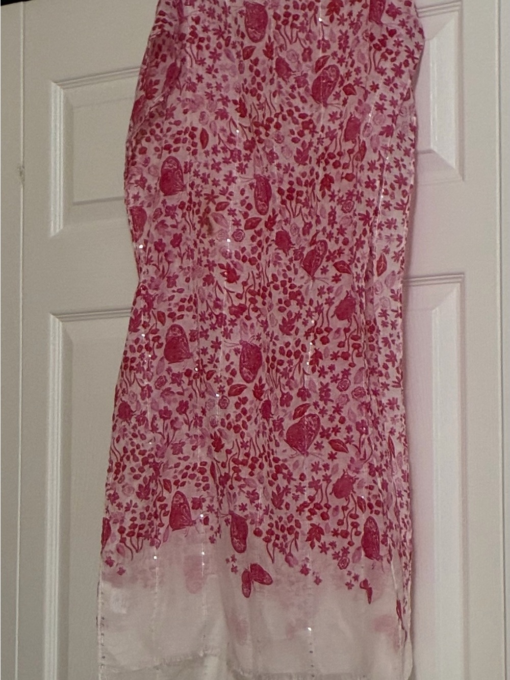 Pink Floral Print Women's Scarf 20” X 70”
